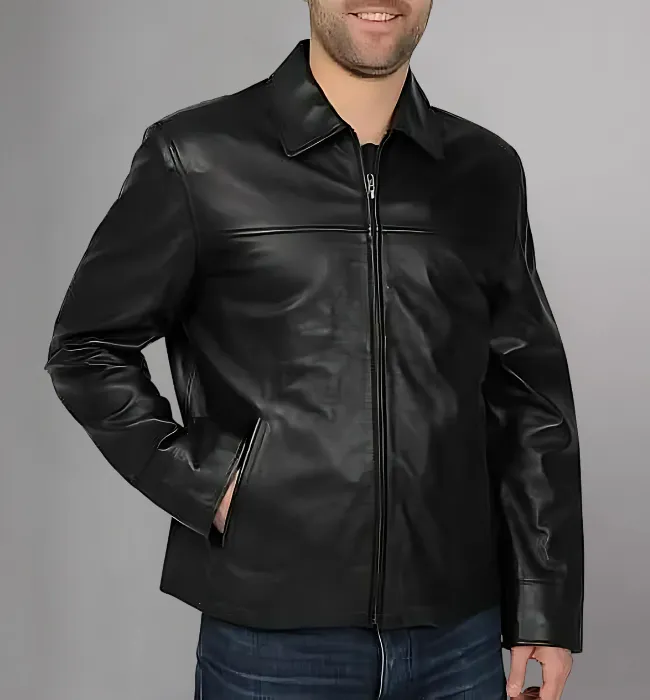 Men's New Zealand Lambskin Leather Classic Open Bottom Jacket