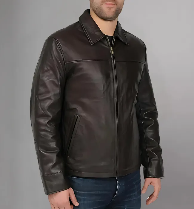 Men's New Zealand Lambskin Leather Classic Open Bottom Jacket