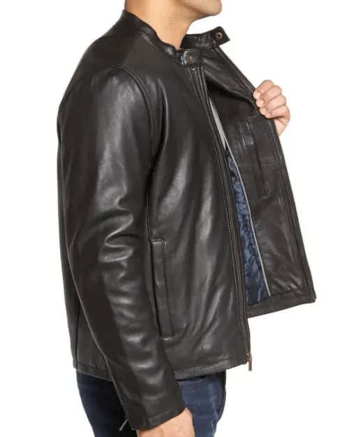 Mens Simple Casual Leather Jacket