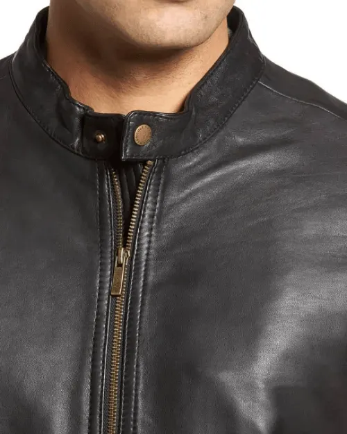 Mens Simple Casual Leather Jacket