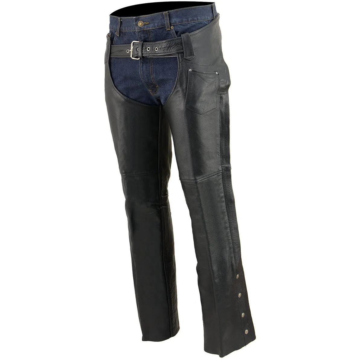 Milwaukee Leather Chaps for Men's Black Premium Leather Fully Lined -