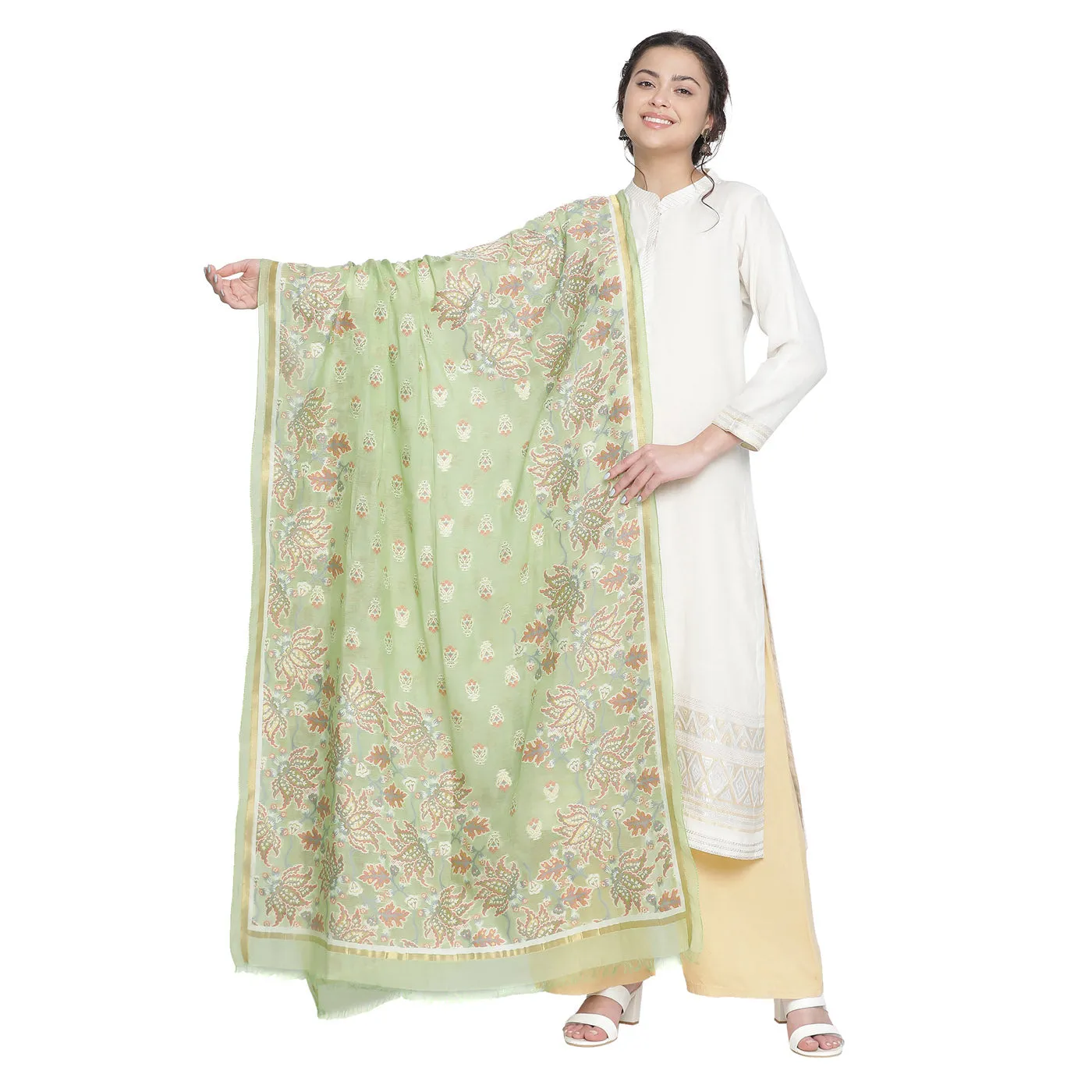 Off White Woven Design Cotton Silk Blend Unstitched Suit Co-ords Set