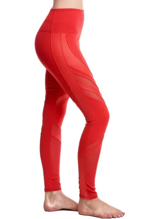 OXYGEN DIAGONAL-MESH LEGGINGS | RED