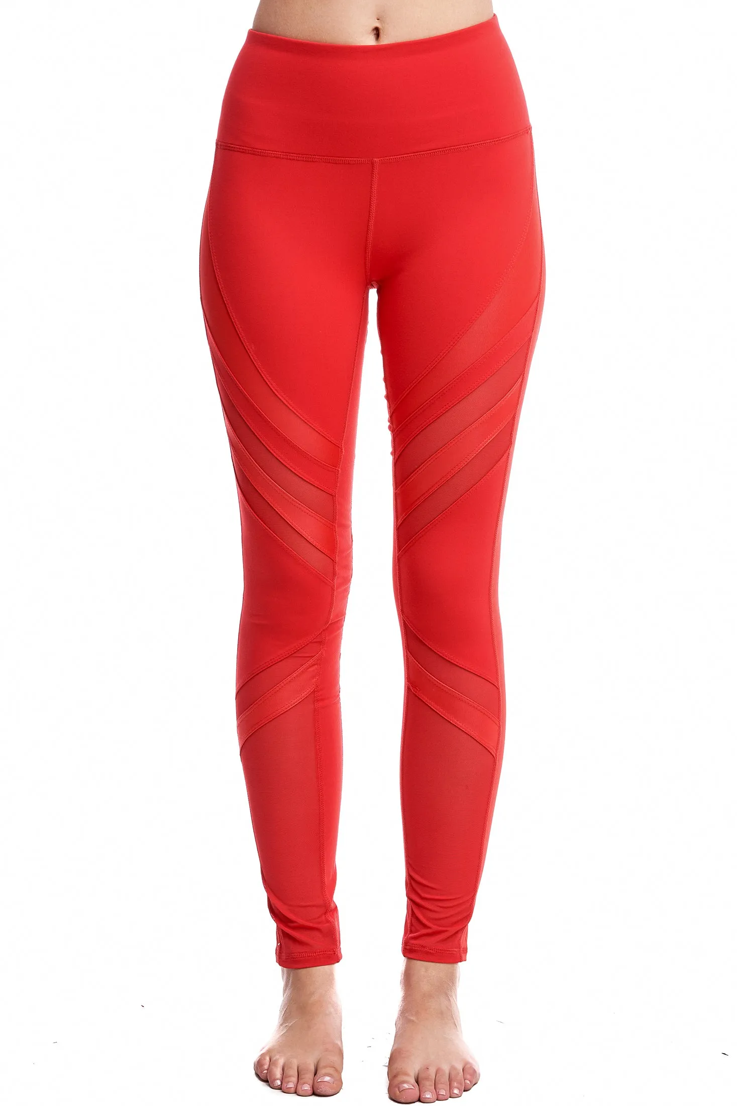 OXYGEN DIAGONAL-MESH LEGGINGS | RED