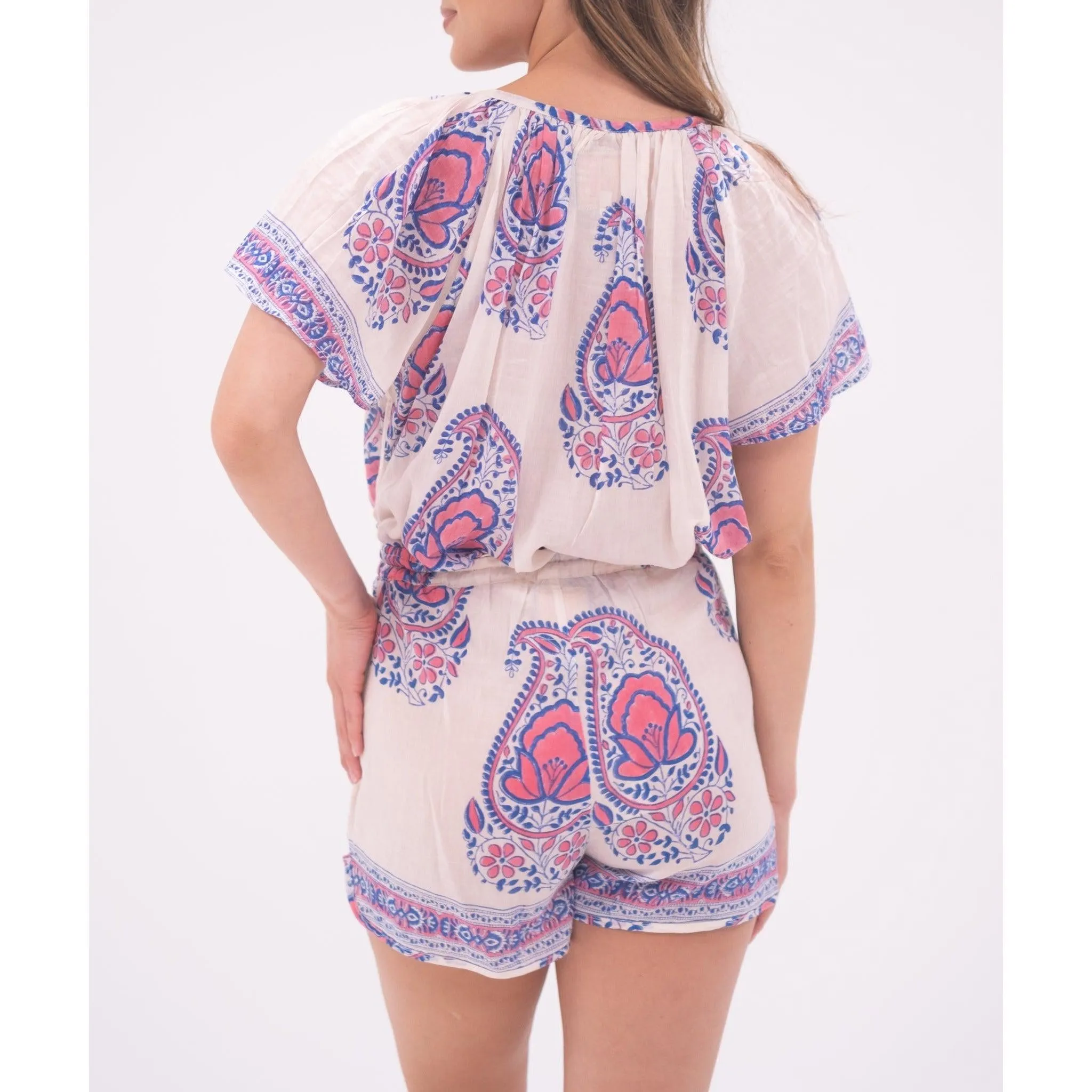 Paisley Pjs Rita Top and Piped Shorts