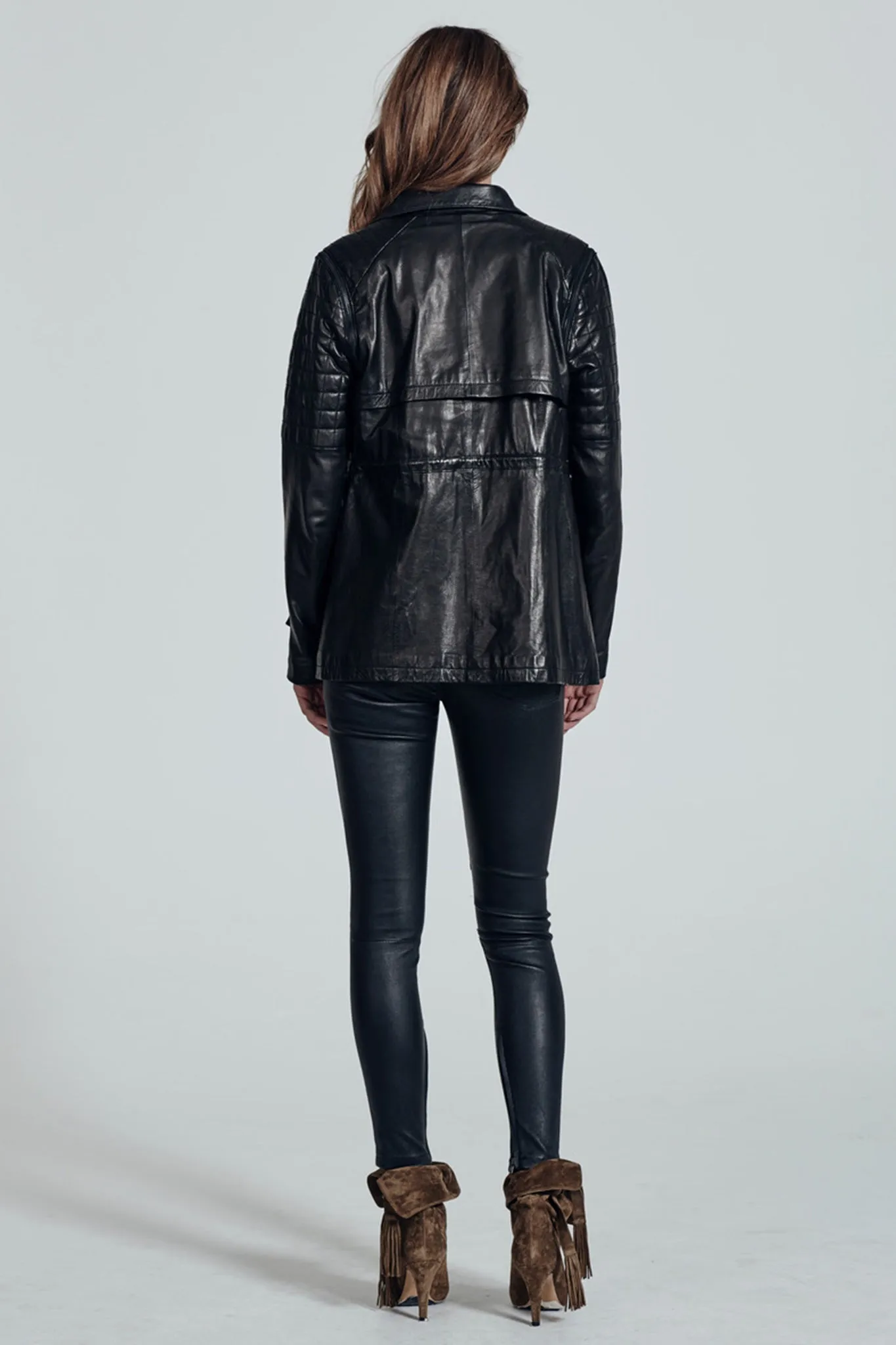 Pier 212 Pilot Jacket in Black Leather - SAMPLE