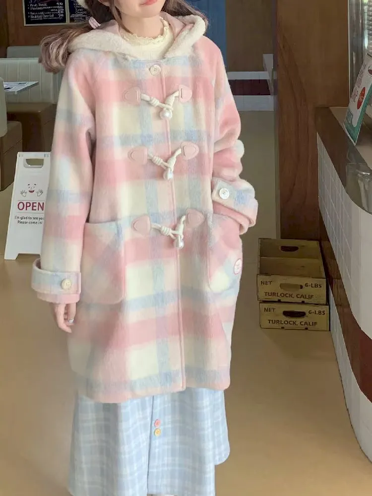 Pink Plaid tweed coat【s0000005275】