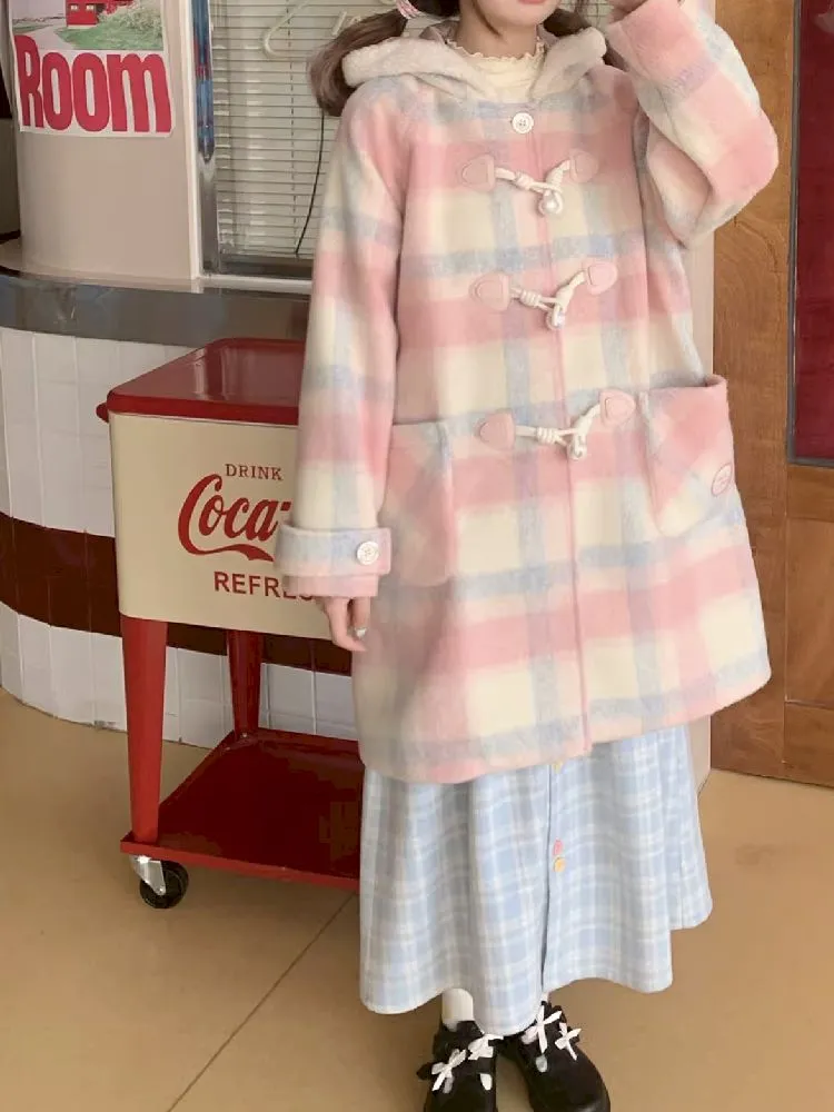 Pink Plaid tweed coat【s0000005275】