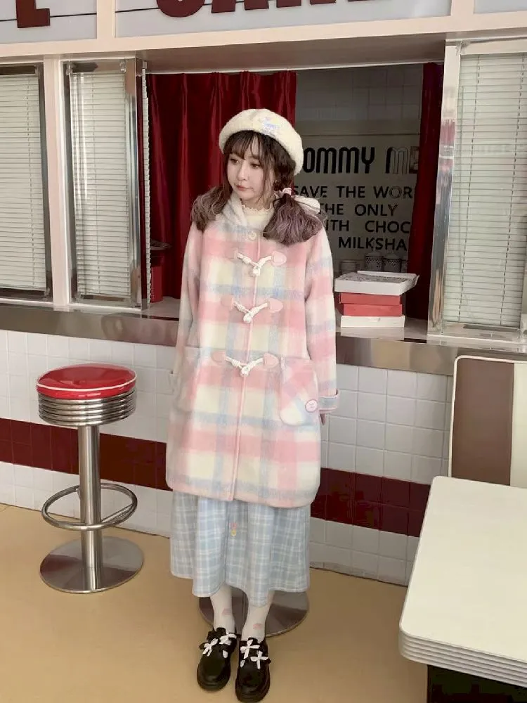 Pink Plaid tweed coat【s0000005275】