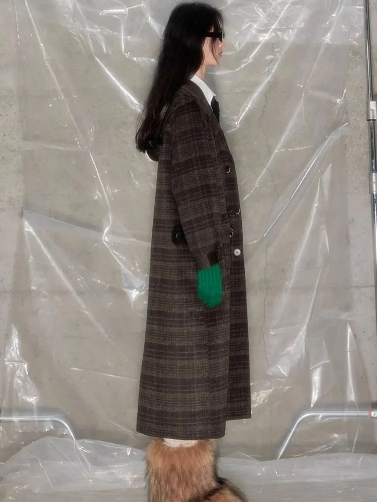 Plaid Hooded Reversible Tweed Coat【s0000005634】