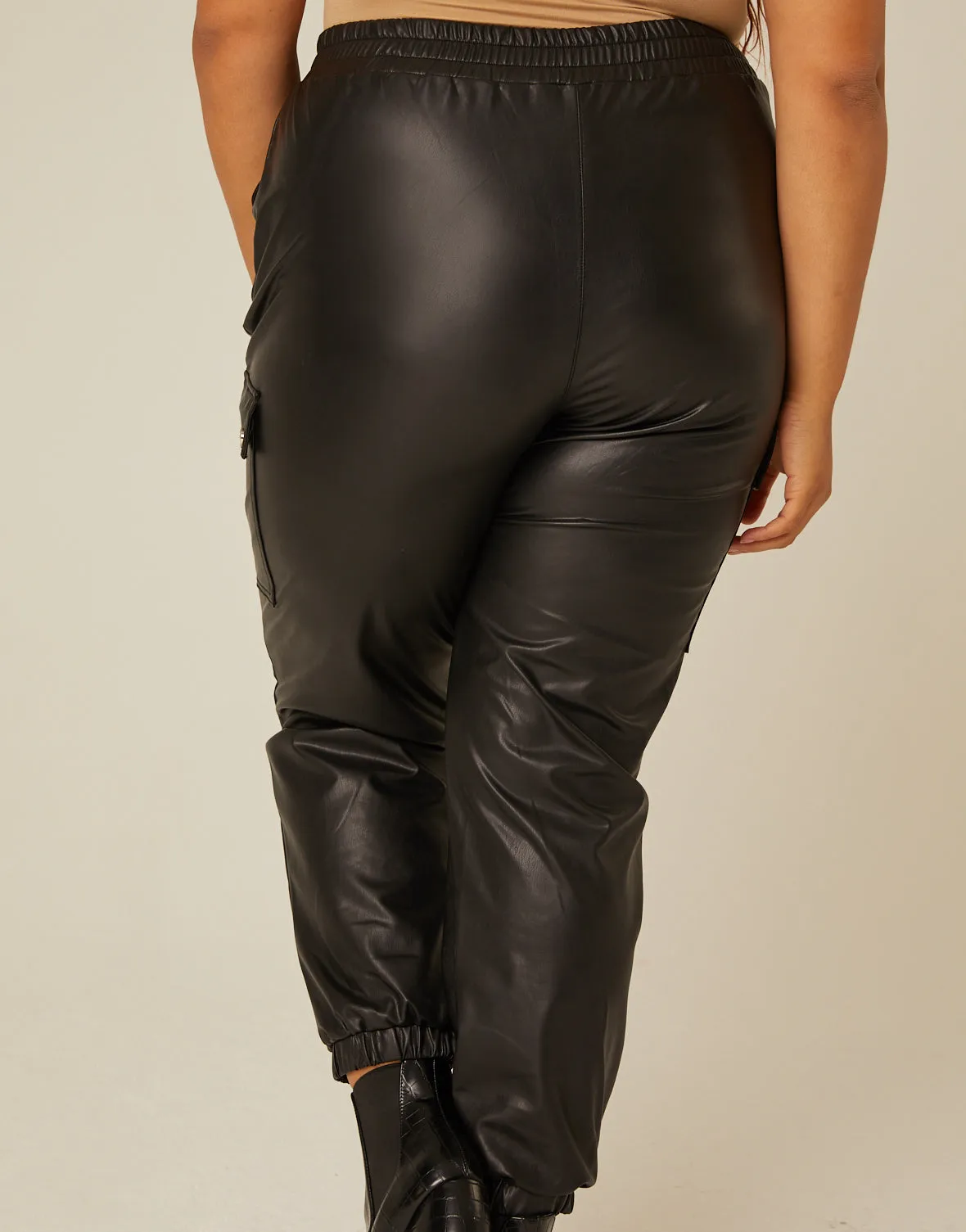 Plus Size Leather Jogger Pants