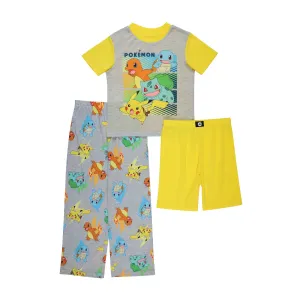 Pokemon Kanto Starters 3-Piece Youth Pajama Set