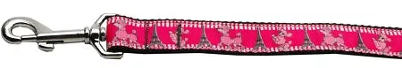 Poodles In Paris Nylon Dog Leash 3-8 Inch Wide 6ft Long