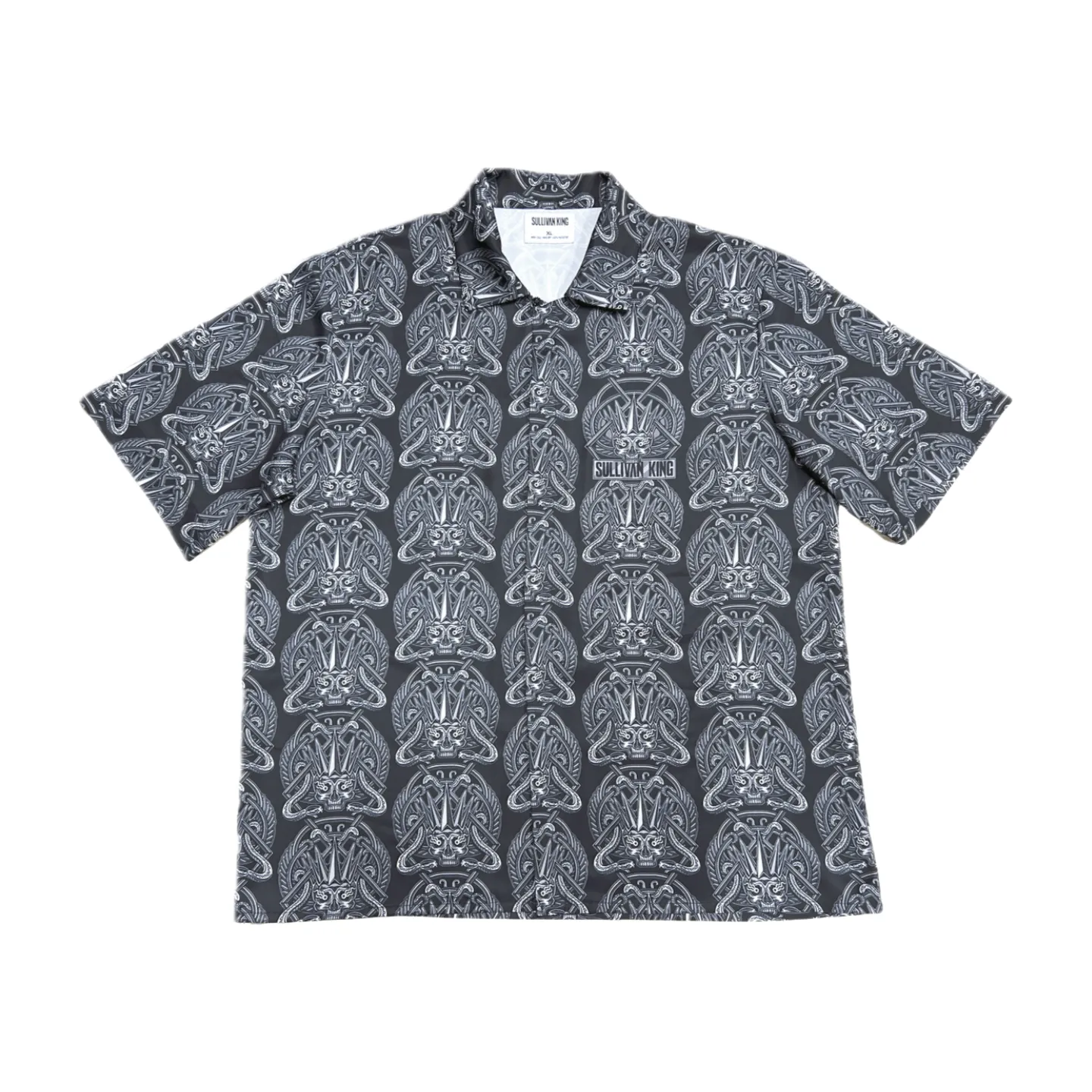 "Reckless Beach Club" Button Up Shirt (Serpent Skull)