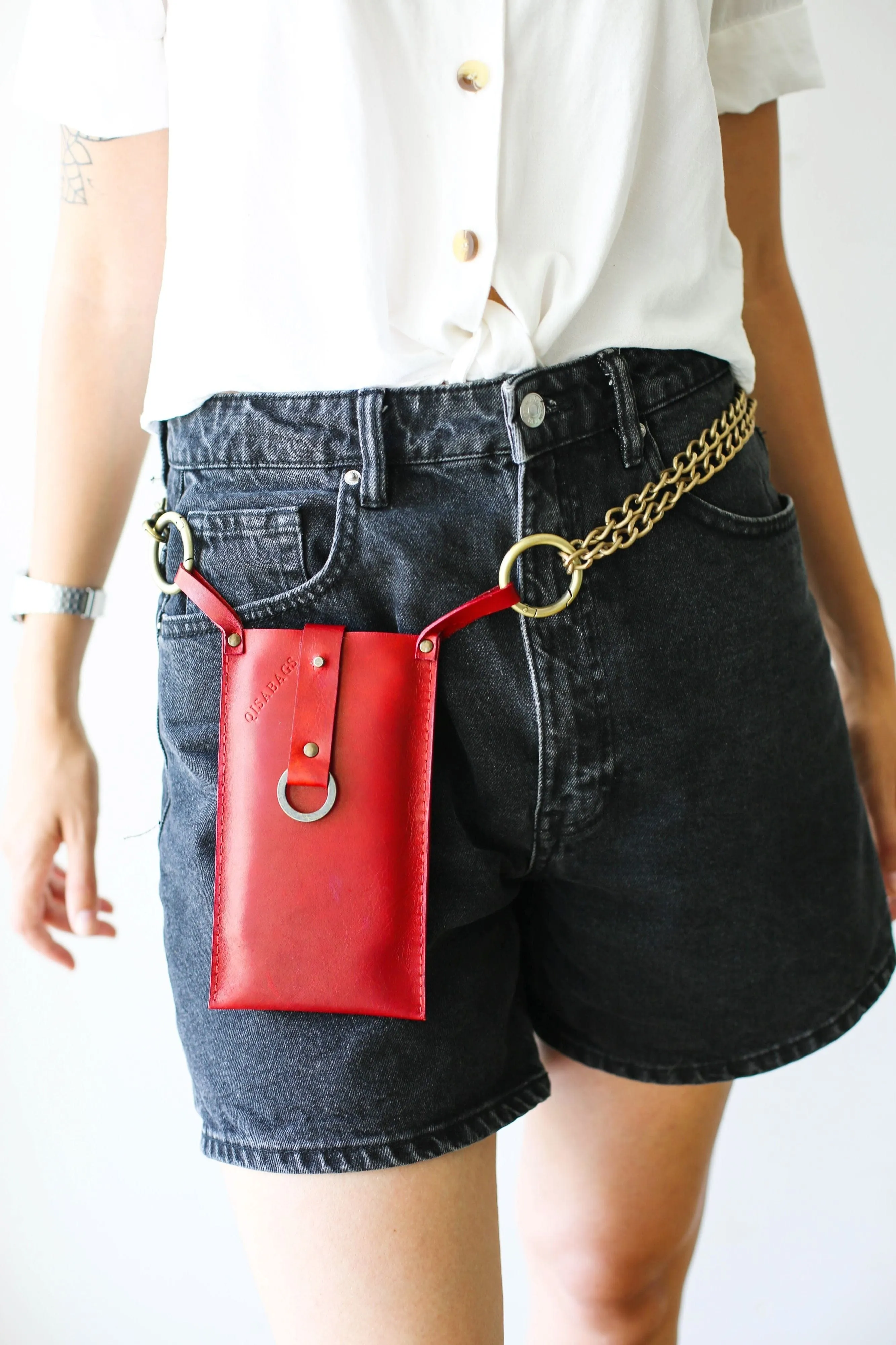 Red Leather Phone Bag