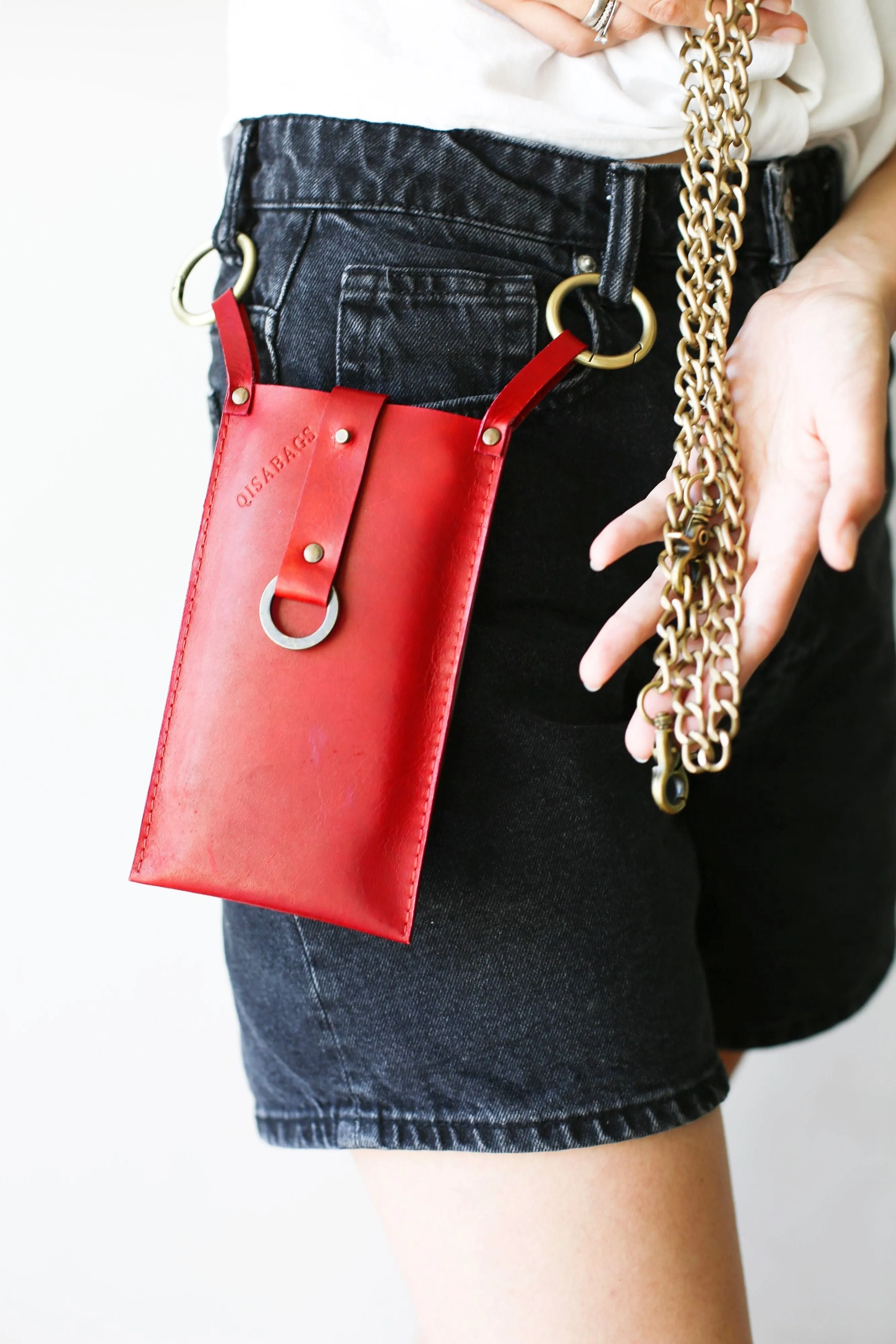 Red Leather Phone Bag