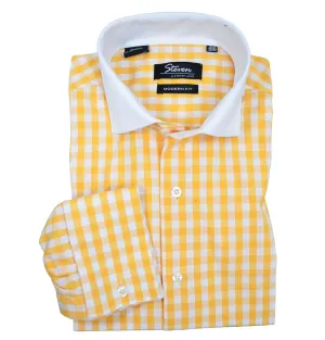 Saffron Plaid French Cuff Dress Shirt