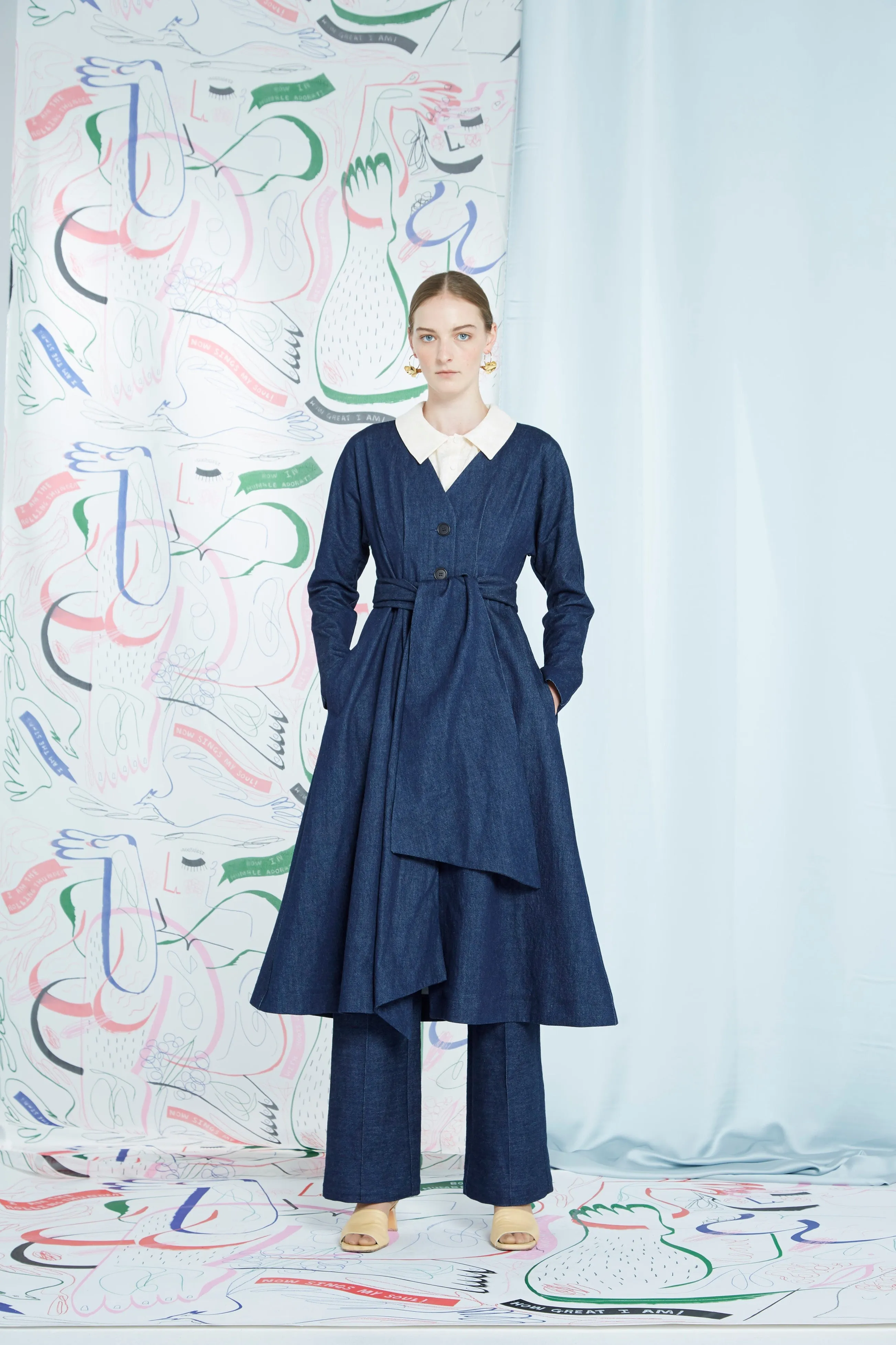 Sample - Delphia Dress Coat, ink denim