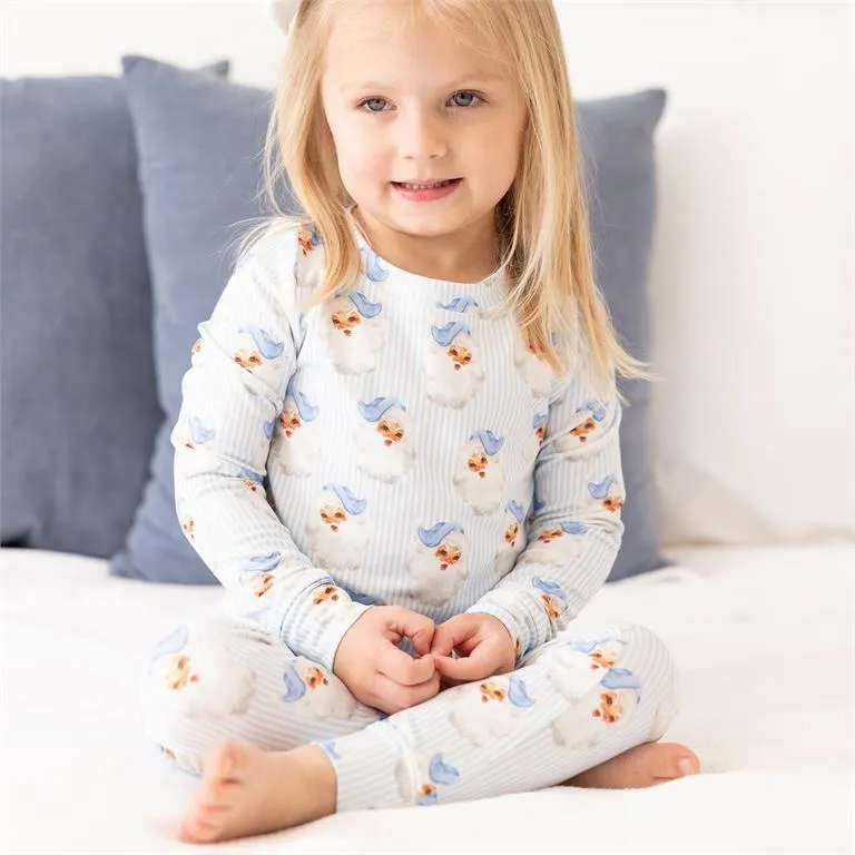 Santa Baby Blue Pajamas, Baby-Adult Sizes