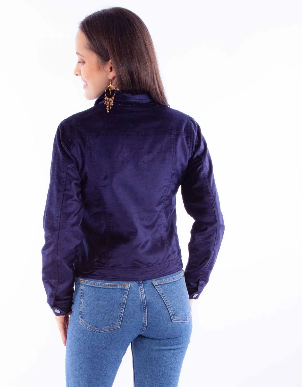 Scully Womens Floral Velvet Navy Cotton Blend Cotton Jacket