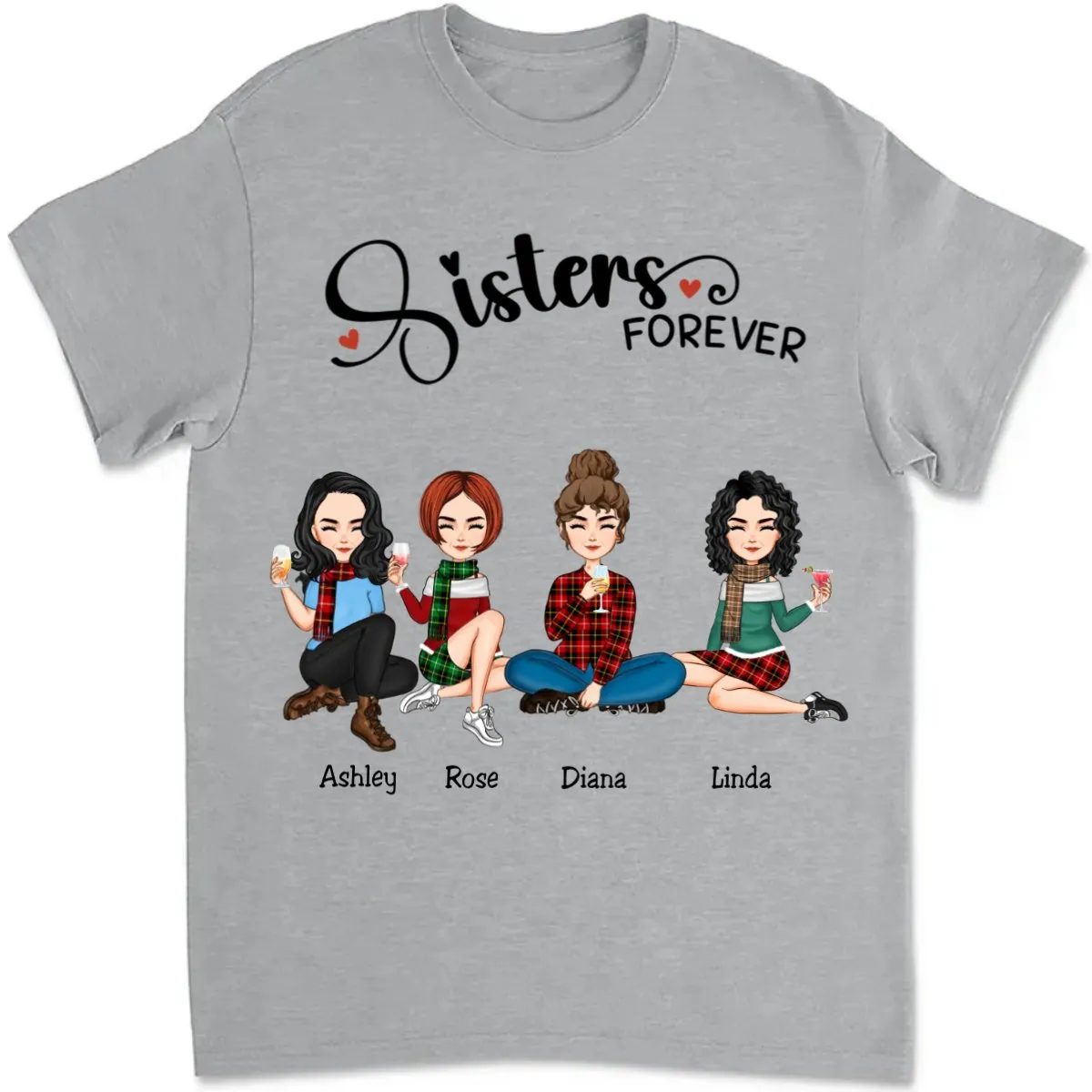 Sisters - Sisters Forever - Personalized Unisex T-shirt (QH)