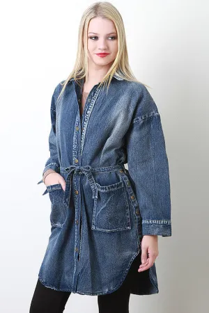 Snap Button Denim Coat