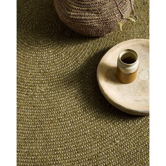 Tairua Round Floor Rug - Moss Green