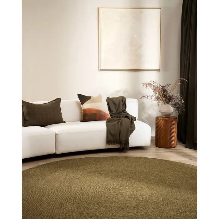 Tairua Round Floor Rug - Moss Green