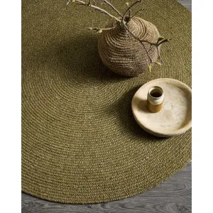 Tairua Round Floor Rug - Moss Green