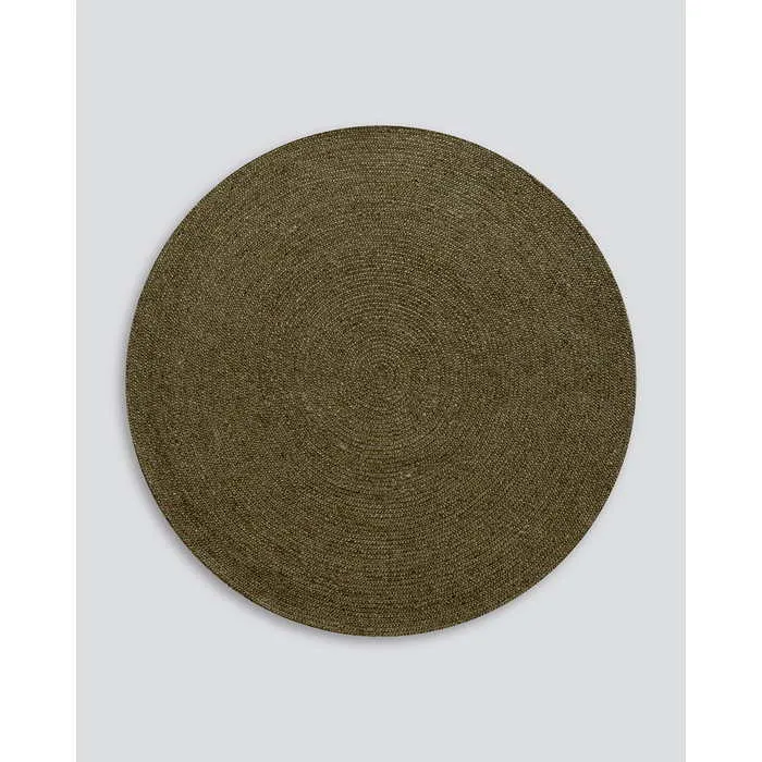 Tairua Round Floor Rug - Moss Green