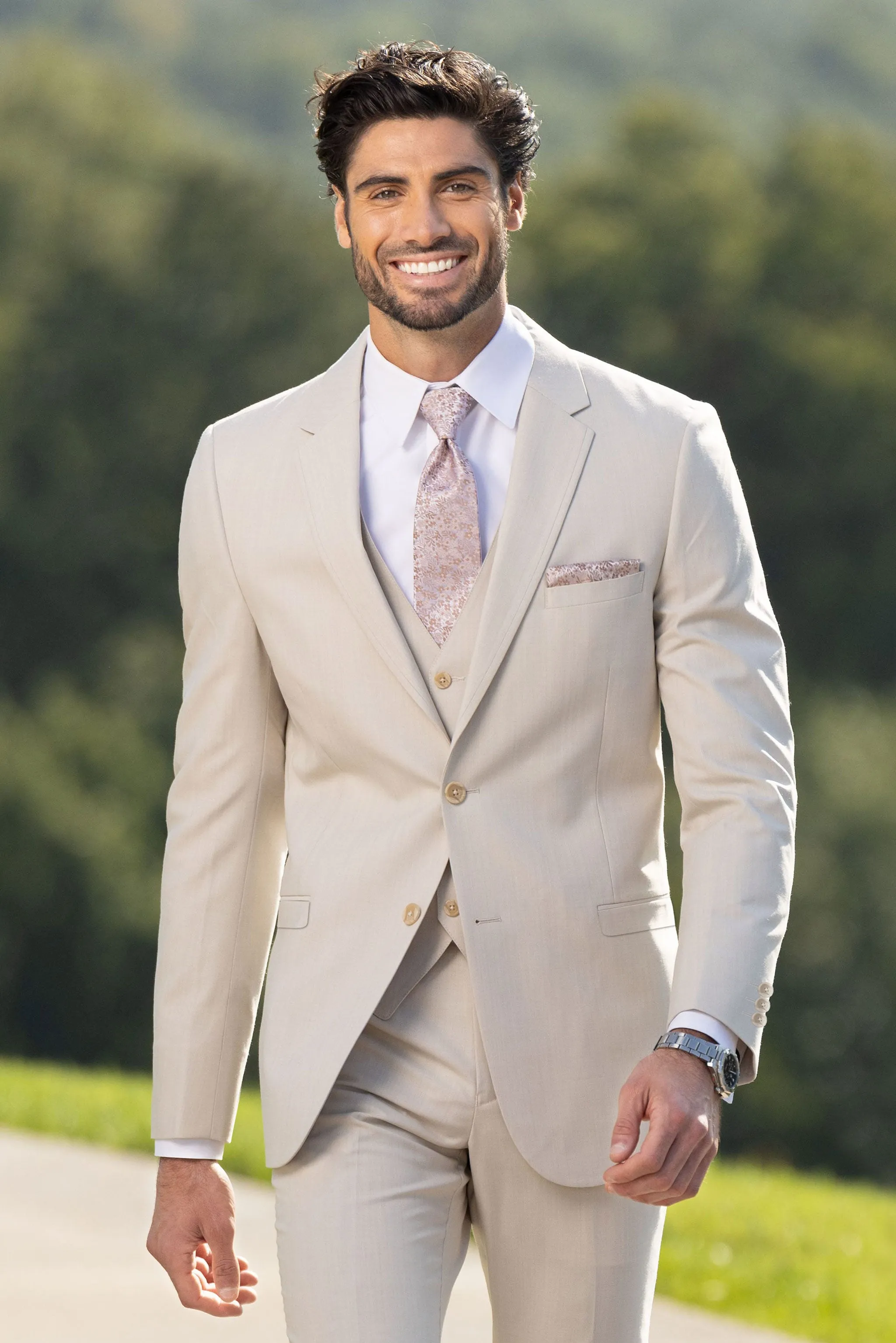 Tan Performance Stretch Slim Fit Suit Pants