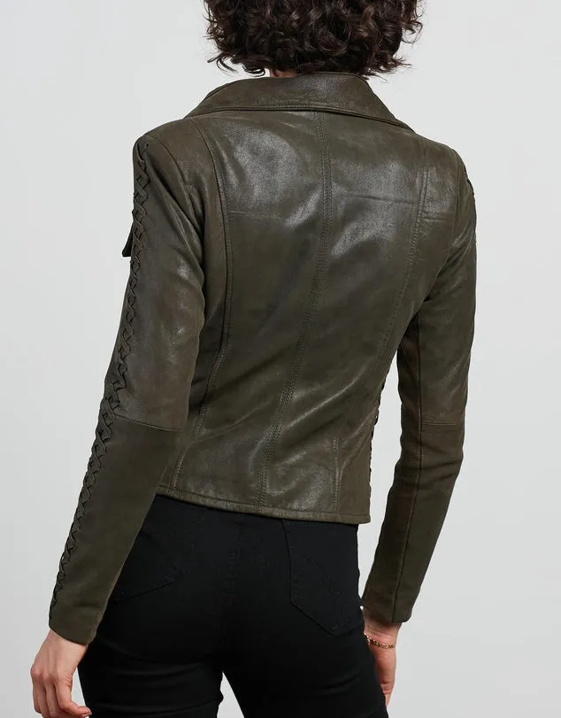 The Paddington Drape Jacket Dark Fern Leather