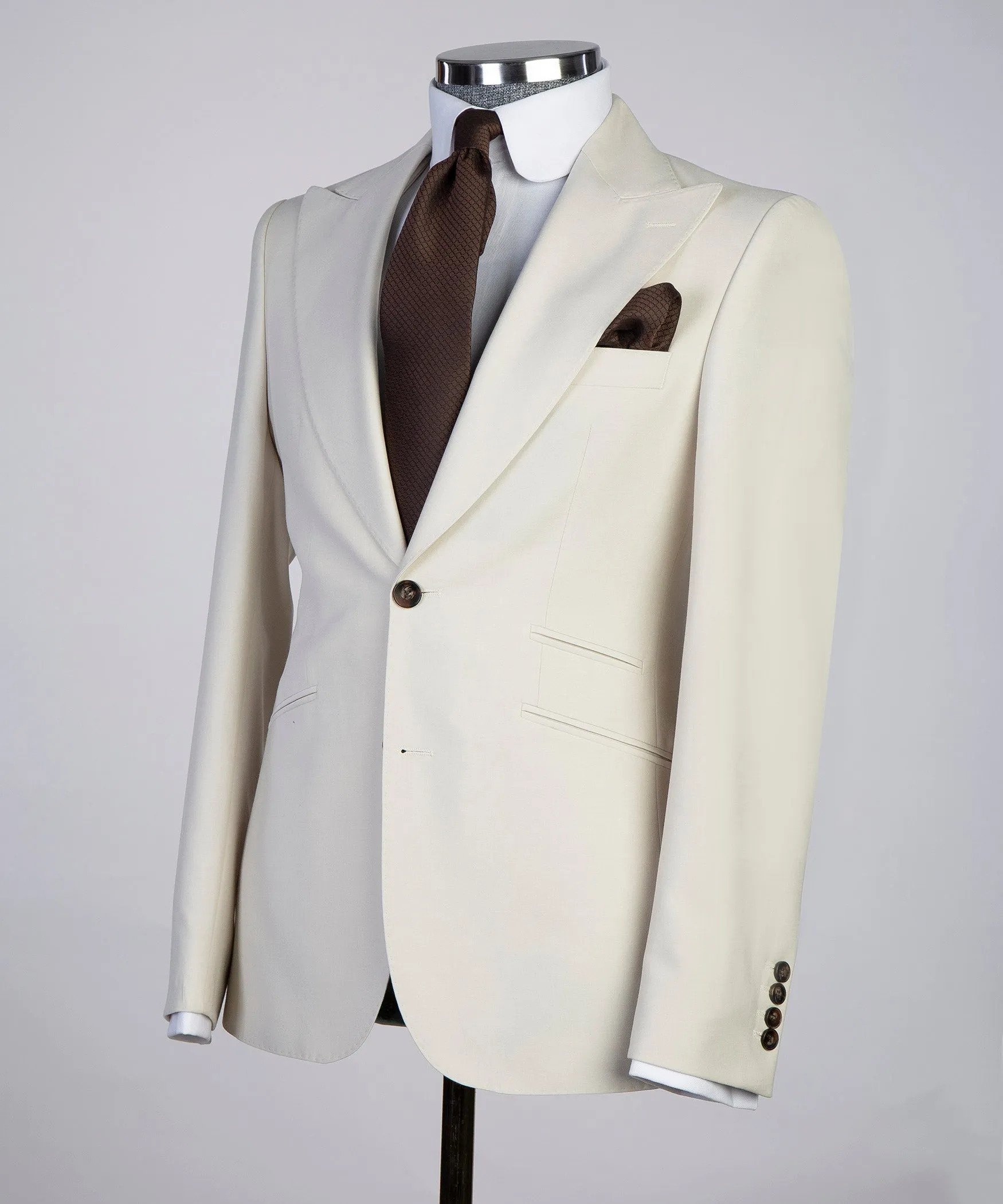 Three Piece Ivory Suit Mens