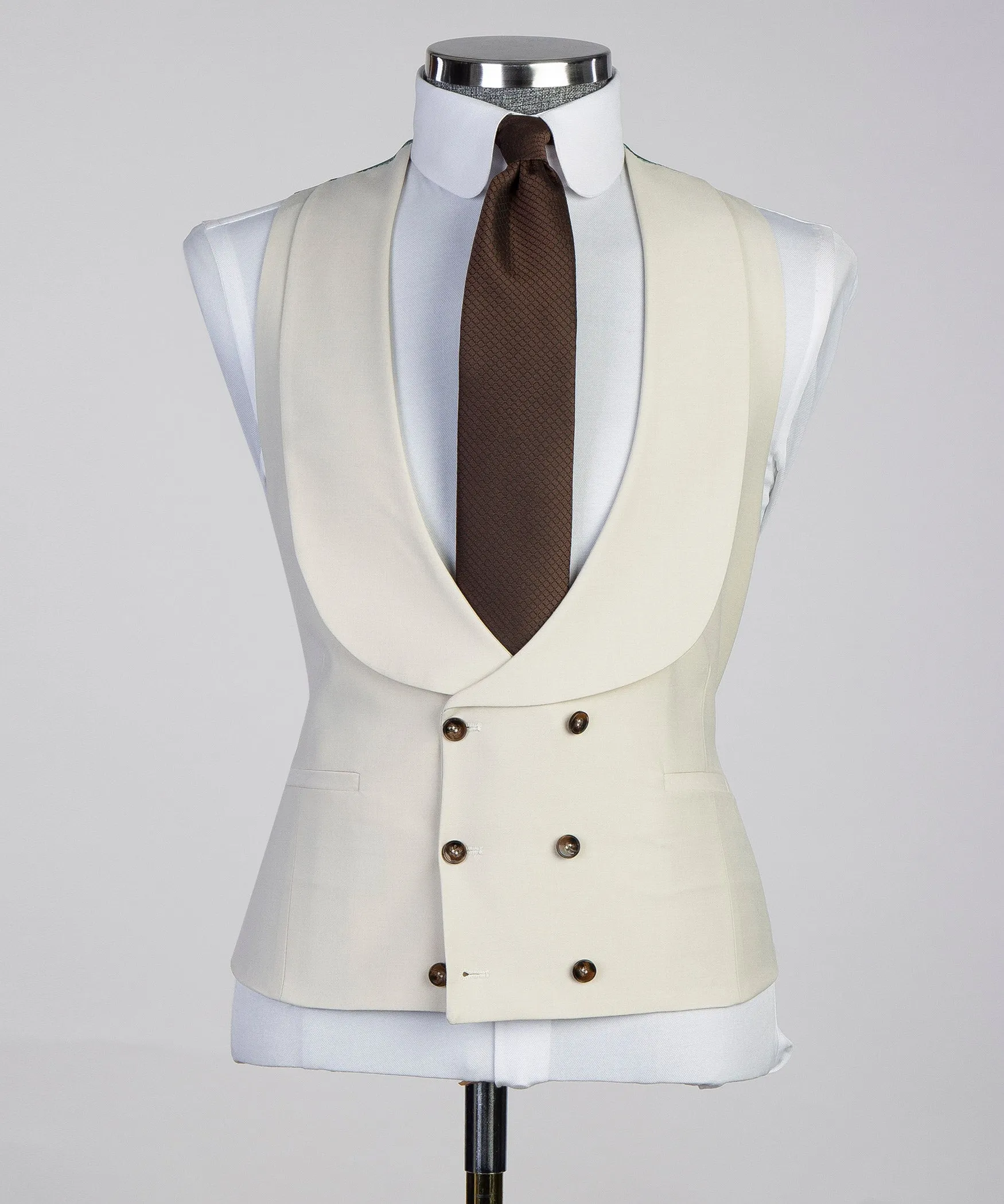 Three Piece Ivory Suit Mens