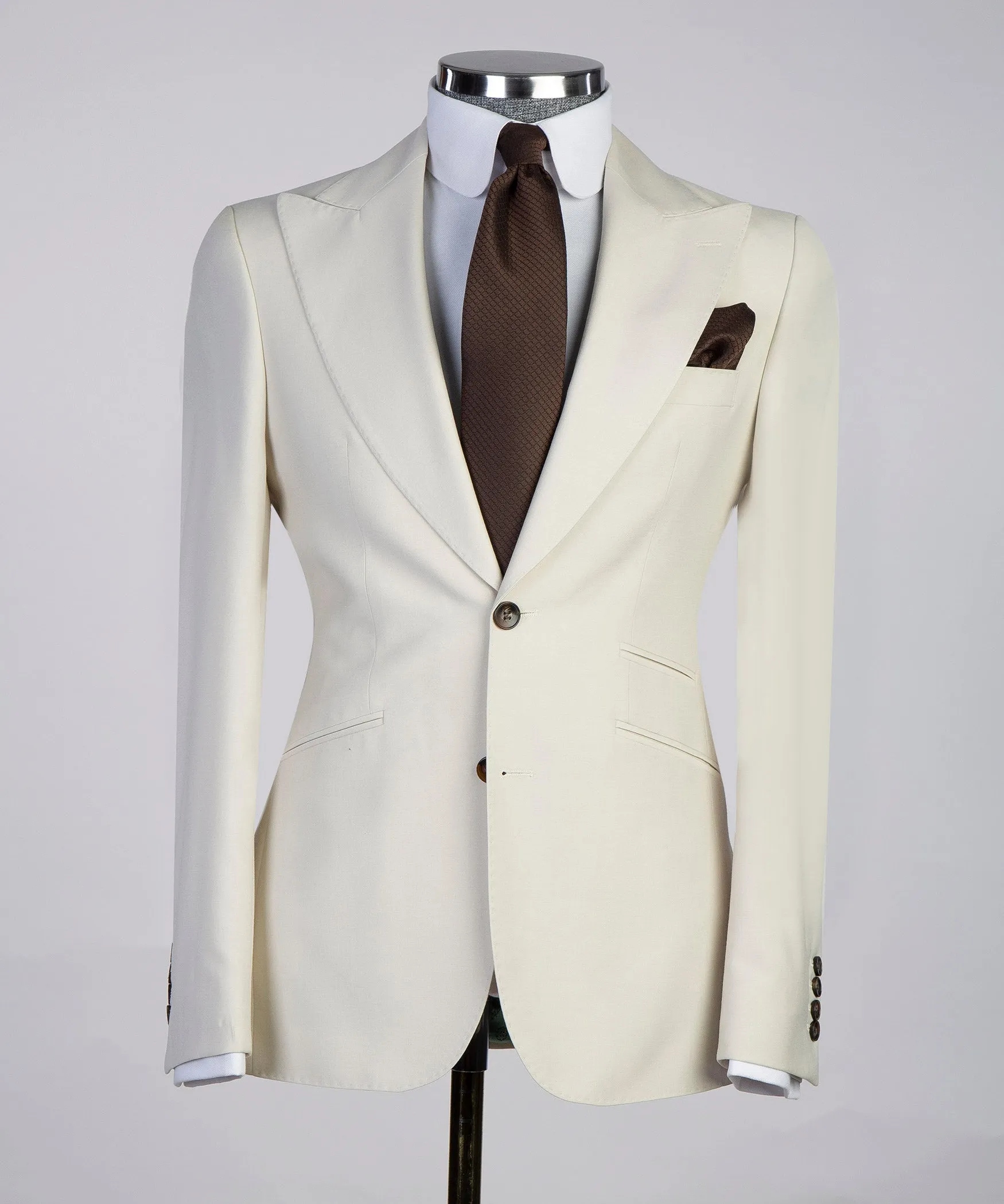 Three Piece Ivory Suit Mens