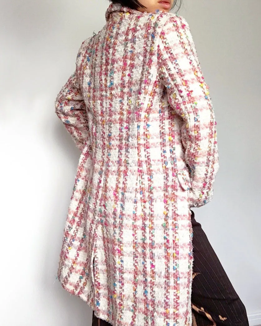 TWEED WOOL BLENDED LONG COAT