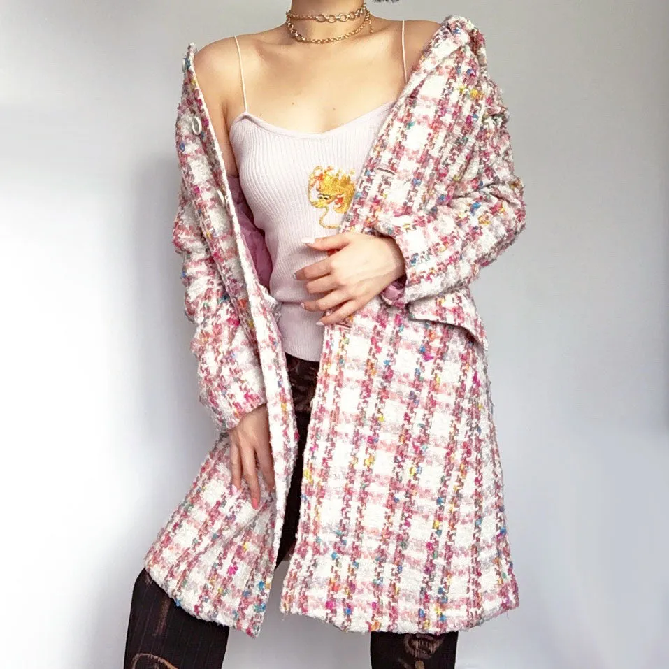 TWEED WOOL BLENDED LONG COAT