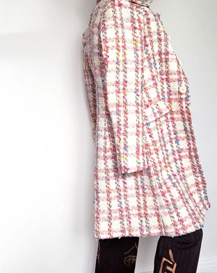 TWEED WOOL BLENDED LONG COAT