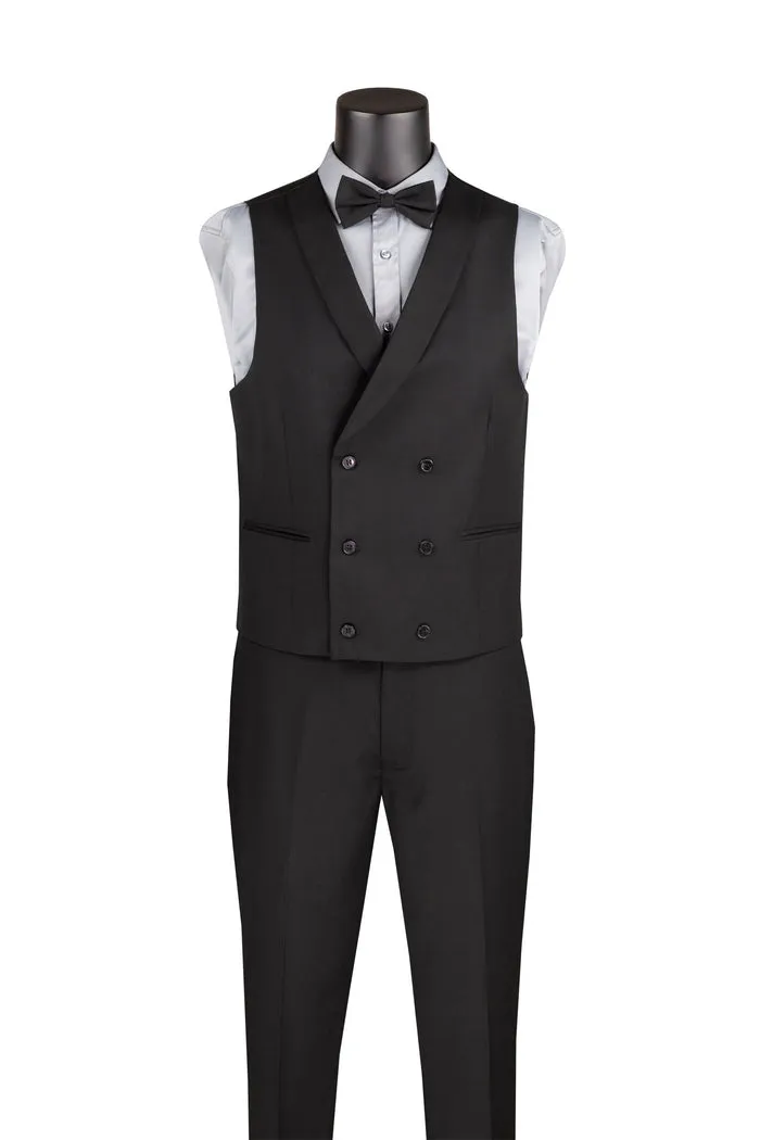 Vinci Slim Fit 3 Piece with Matching Bow Tie Tuxedo Black SV2K-5