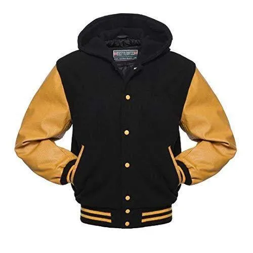 Warrior Gears Classic Varsity Jacket | University | Letterman Bomber Jacket with Hood