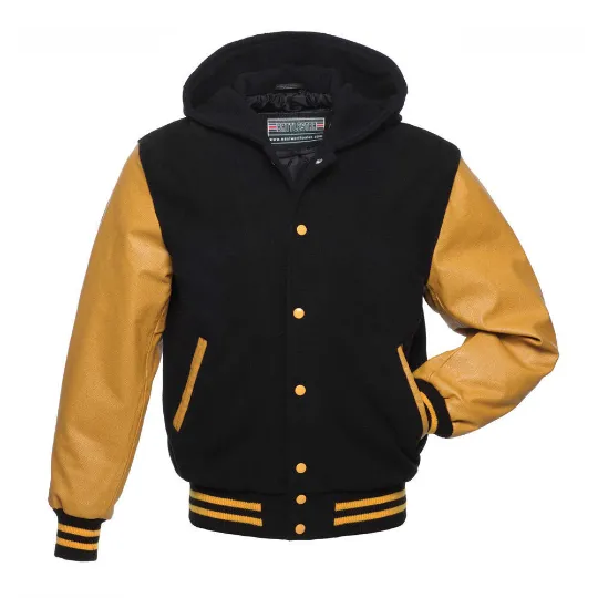 Warrior Gears Classic Varsity Jacket | University | Letterman Bomber Jacket with Hood