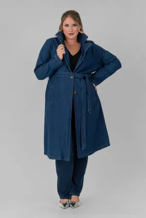 WASHED DENIM TRENCH COAT