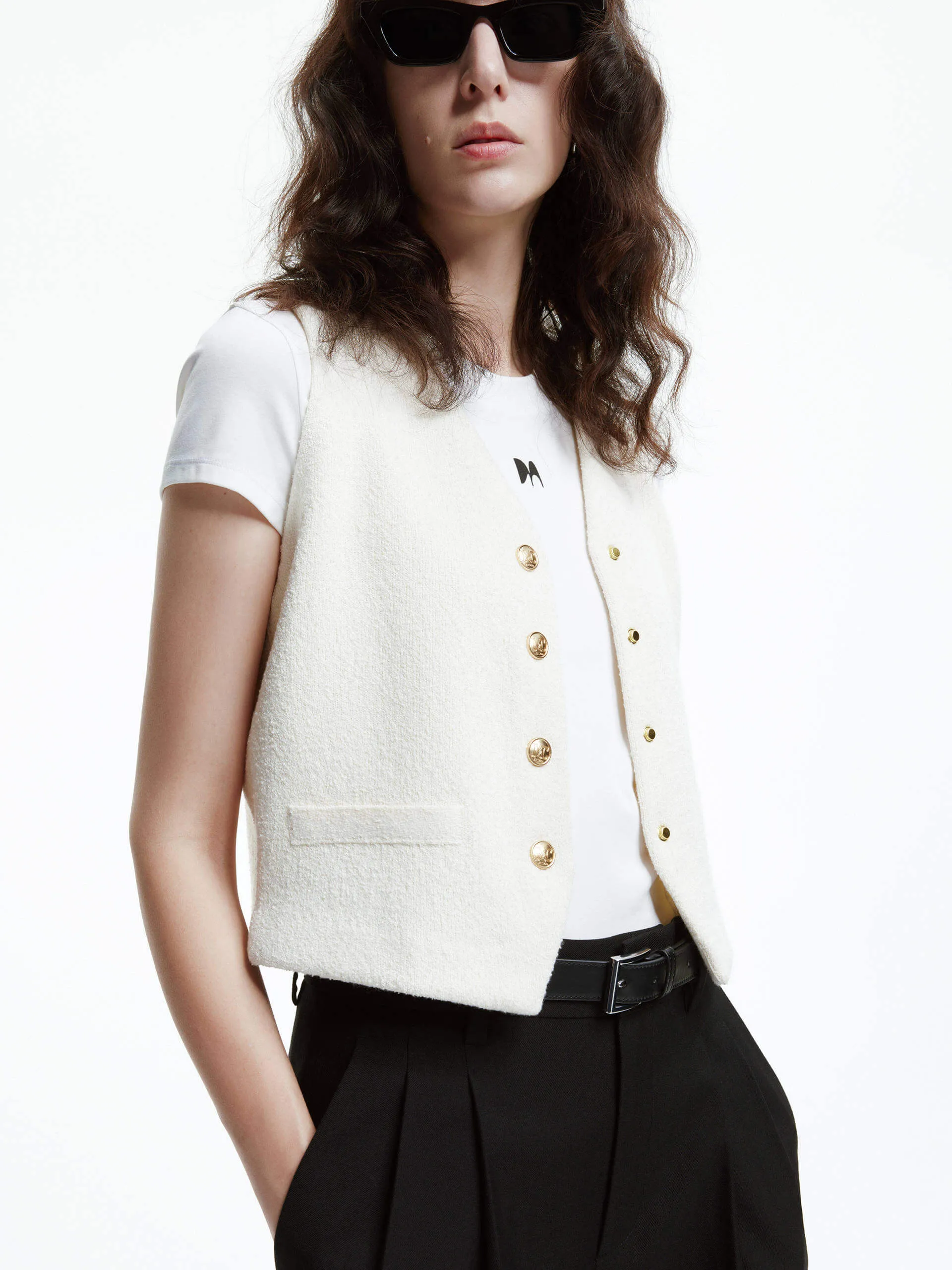 Wool Blend Knit Waistcoat